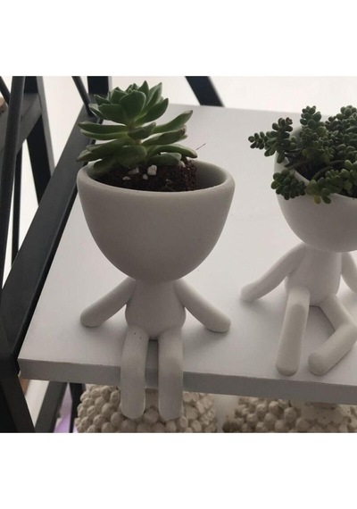 Insansı Saksılar Çiçeksiz Üçlü Beyaz Set