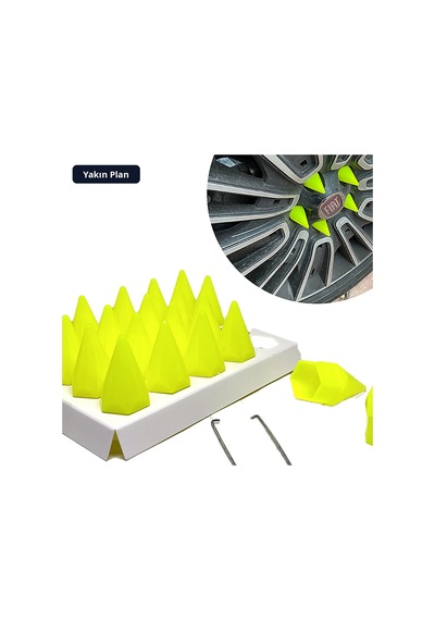 Trobus Sökme Aparatlı Sivri Bijon Kapağı Seti 20 Adet 17 Mm Fosfor Yeşil