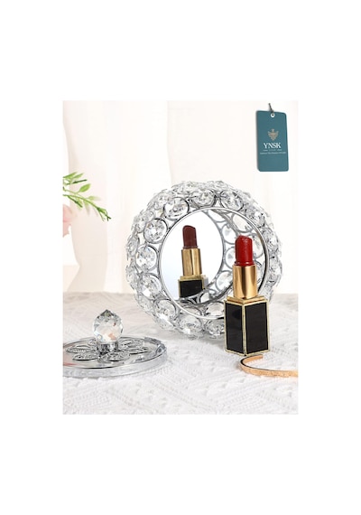 Chacha Home Luxury Lucent Lüks Kapaklı Kristal Mücevher Kutusu, Organizer, Düzenleyici, Şekerlik Küçük Boy Gümüş