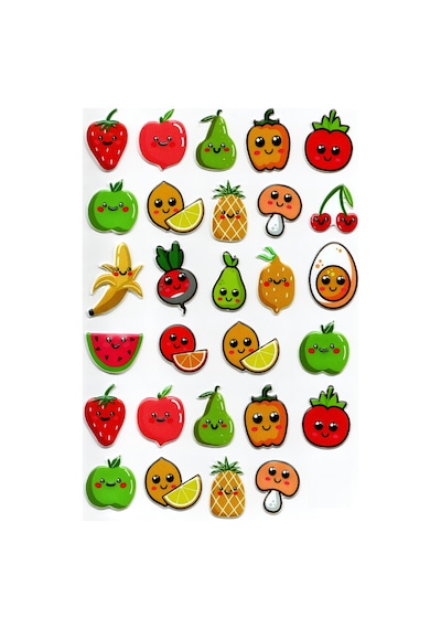 Sticker Kabartmalı A4 Boyutunda Stiker Defter, Planlayıcı Etiket Lim213 - Meyveler