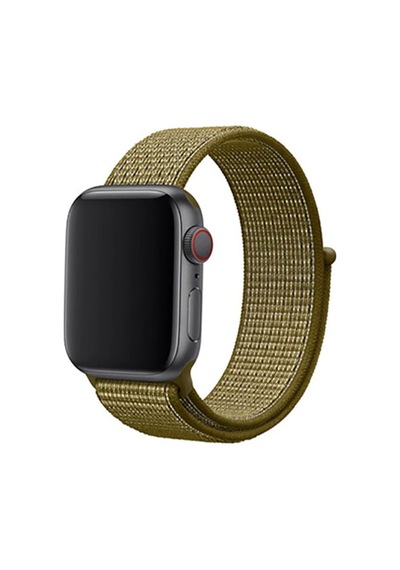 Apple Uyumlu Watch 44mm Krd-03 Hasır Kordon-30-olive Flak
