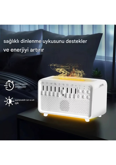 3in1 Işıklı Doğa Sesli Uyku Yardımcısı Buharlı Hava Nemlendirici Ve Bluetooth Hoparlör Cihazı