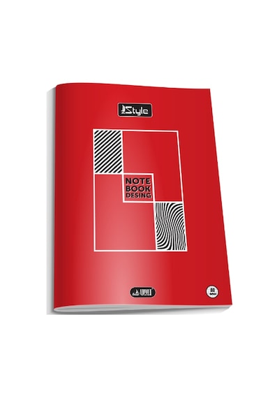 A4 Boy Plastik Kapak 40 Yaprak Kareli Defter Kenarı Kırmızı Çizgili 1 Adet Newstyle - Kırmızı