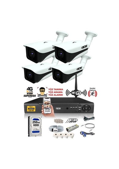 Ids - 4 Kameralı 1080P Fullhd 5Mp Sony Lensli Kamera Seti - 7070