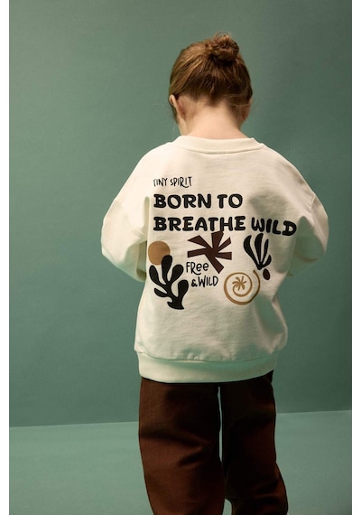 Defacto Erkek Bebek Slogan Baskılı Sweatshirt Kumaşı 2li Takım G6390a526sper98 Ekru-er98