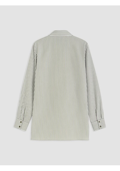 LC Waikiki Lc Waıkıkı Haki Çizgili Poplin Kadın Gömlek Tunik