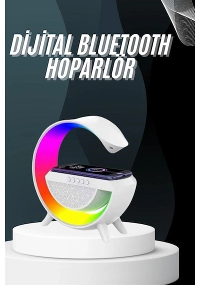 Hubrendy  Bluetooth Hoparlör G Şekli Atmosfer Akıllı Rgb Lamba Wireless Kablosuz Şarj