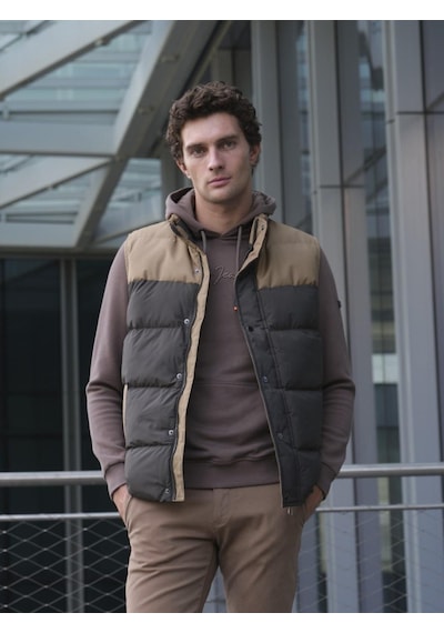Erkek Slim Fit Haki Rüzgar Ve Su Itici Termo Iç Astarlı Nefes Alabilen Yelek Ncs Jeans 4514-Haki
