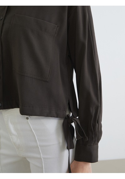 Lcw Everyday Yeşil Bağcıklı Oversize Kadın Gömlek