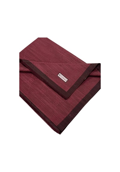 Vakko Pamuk İpek Şal - Şeritli Monogram - Bordo