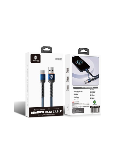 Lenyes Lc515 Type-c Usb Kablo Hızlı Şarj Özellikli Örgülü Data Ve Şarj Kablosu 3a 1m Mavi