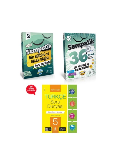 5.sınıf Sempatik Din Kültürü Ve Ahlak Bilgisi Soru Bankası +36 Haftalık Kazanım Denemeleri Hediyeli
