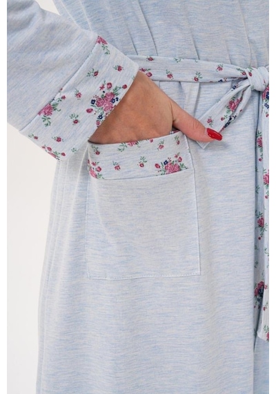Mecit Pijama Mecit 6319 Mavi Büyük Beden Kadın Sabahlık Pijama Gecelik Set Mavi
