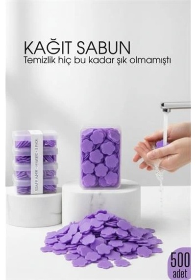 Parfümlü Elde Eriyen Kağıt Sabun - 500 Lü Paket Sihirli Sabun Hijyenik Seyahat Kutusu 722444