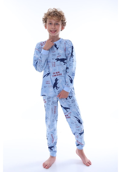 Bunny Hopp Dinozor Desenli %100 Pamuklu Erkek Çocuk Pijama Takımı - Mavi Penye Mevsimlik Takım Açık Mavi Bunny Hopp Dinozor Desenli %100 Pamuklu Erkek Çocuk Pijama Takımı - Mavi Penye Mevsimlik Takım Açık Mavi