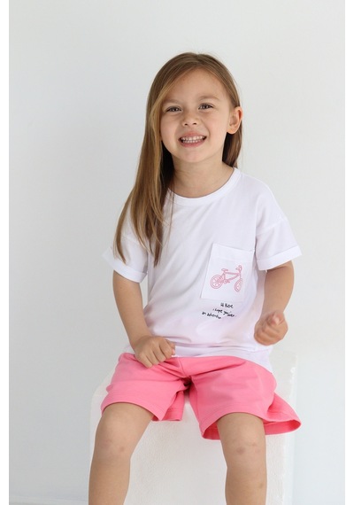 Babywom Oversize Yazlık Şortlu Kız Takım- Pembe