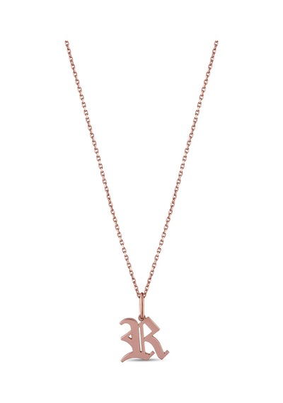 Kuyumcudukkani "force Zincirli İsim Kolye"büyük Harf Old English Font-33227-r-for Rose Gold