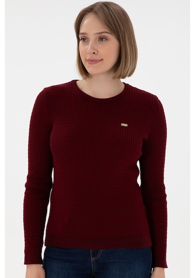 U.S. Polo Assn. Kadın Bordo Bisiklet Yaka Basic Kazak 50312922-VR014