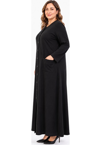 Bihan Store Kadın Önü Düğmeli Torba Cepli Tam Boy Uzun Kollu Sıfır Yaka Dış Giyim W27-8006 - Siyah Bihan Store Kadın Önü Düğmeli Torba Cepli Tam Boy Uzun Kollu Sıfır Yaka Dış Giyim W27-8006 - Siyah
