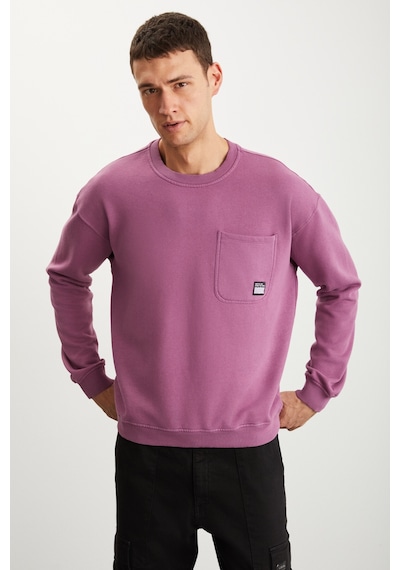 Grimelange Dımıtrı Erkek Soluk Efektlı Ceplı Süs Etiketli Oversıze Fit Bordo Sweatshirt