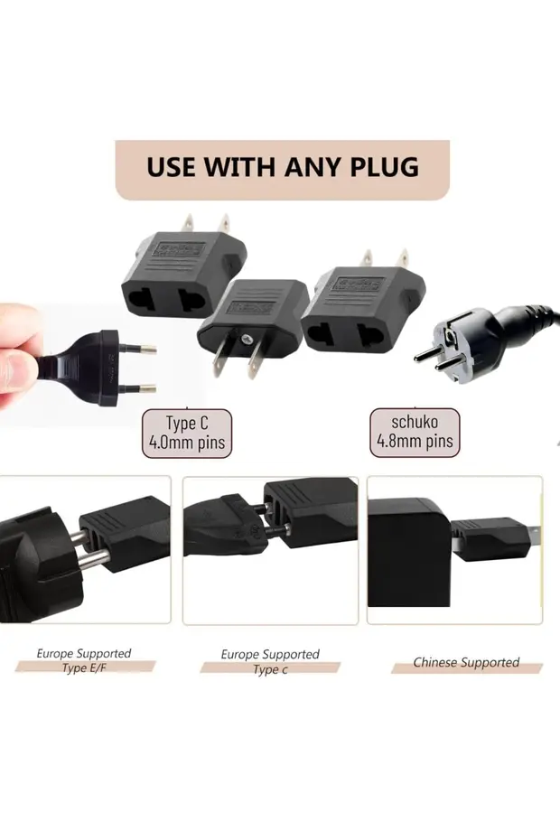 10 Adet Avrupa Amerikan Priz Dönüştürücü Türk Amerikan Fiş Adaptörü Fiş Çevirici 2 Pinli Uç Abd Plug Siyah