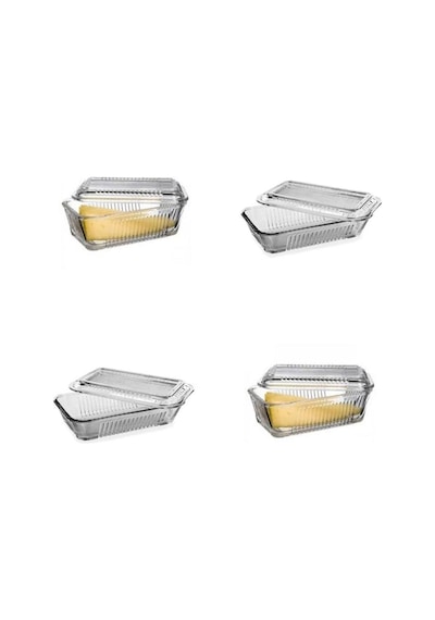Tereyağlık Kahvaltılık Cam Saklama Kabı 4'lü Set 97711 Şeffaf