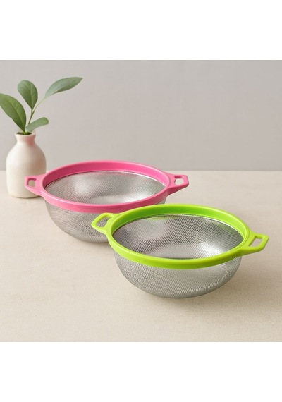 24 Cm Kulplu Metal Süzgeç - Çelik Sepet Renkli