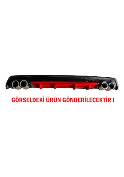 Hyundai Accent Admire Difüzör Arka Tampon Eki 4 Egzoz Çıkışlı Kırmızı Lüx Tip
