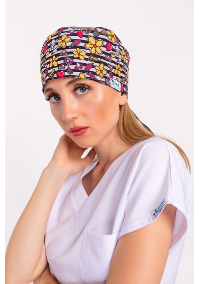 Çizgili Papatya Desenli Cerrahi Bone