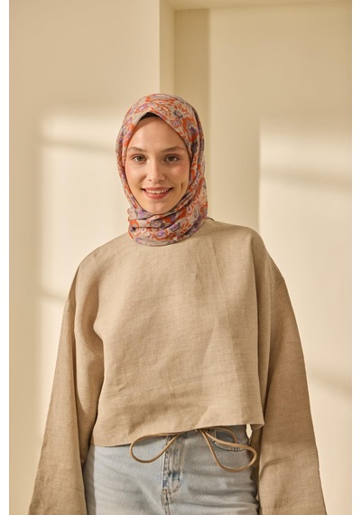 Silk Home Soft Eşarp 73090-13 Uruncu, Eflatun, Pastel Mor