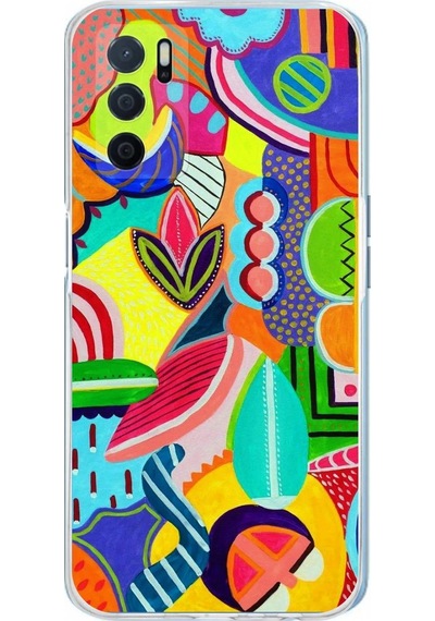 Oppo A16 İle Uyumlu 1mm Slim Fit Retro Renkler 6 Baskılı Şeffaf Kılıf Şeffaf