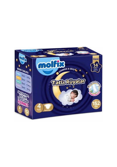 Molfix Tatlı Rüyalar Bebek Bezi 4 Beden 7-14 Kg Maxi 152 Adet 4 Numara