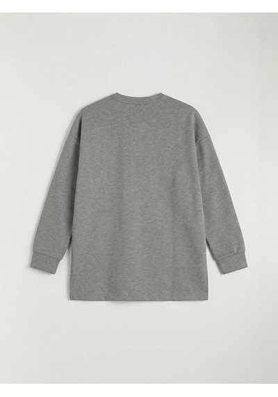 Lcwaıkıkı Classic Antrasit Çiçek Aplikeli Oversize Kadın Sweatshirt Tunik
