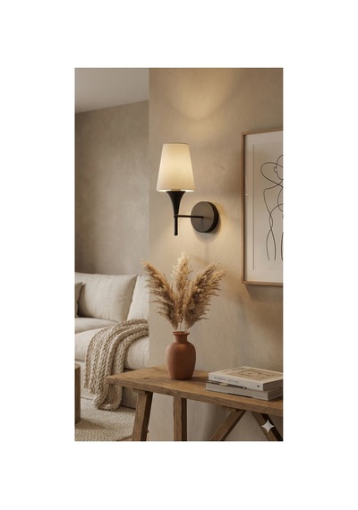 Lia Siyah Kasa Beyaz Şapkalı Kablosuz Pilli Ledli Duvar Aplik-otel-ofis-salon-show Room-yatak Odası