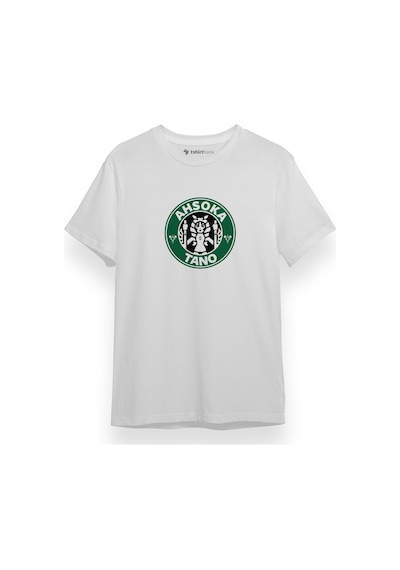 Ahsoka Tano Starbucks Logo Beyaz Kısa Kol Erkek Tshirt 001
