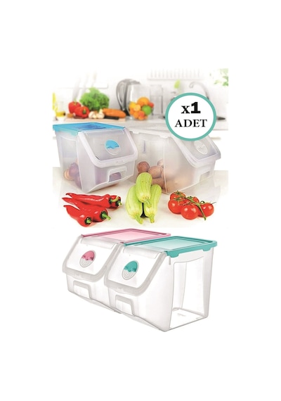 1 Adet Patates Soğan Kiler Saklama Kabı Düzenleyici Set 12 L 32 Şeffaf