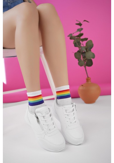 Muggo Asia Garantili Kadın Ortopedik Günlük Bağcıklı Yandan Fermuarlı Rahat Sneaker Spor Ayakkabı Beyaz Muggo Asia Garantili Kadın Ortopedik Günlük Bağcıklı Yandan Fermuarlı Rahat Sneaker Spor Ayakkabı Beyaz