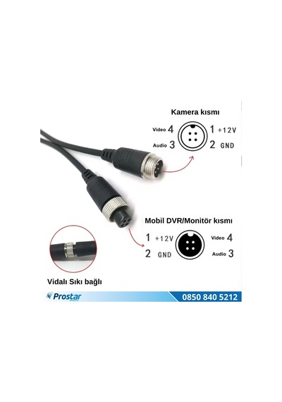 8 Metre 4 Pin Aviation Trigger Tetik Destekli Spiral Uzatma Kablosu