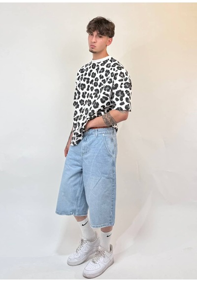 Zaee Urban Leopar Oversize Tişört Beyaz