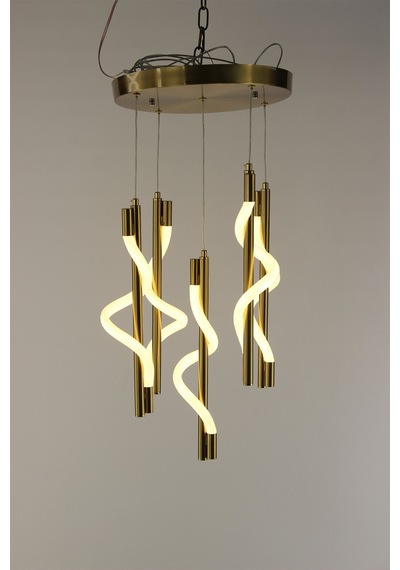 Lüks Spiral Tasarım Modern Burgulu Seri 3 Renk Ledli Şık Salon Avizesi Gold