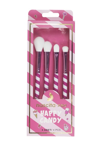 Nascita Happy Candy Pembe Göz Makyaj Fırça Seti 4'lü Nasbrushset108