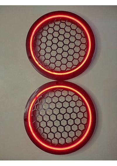 Hoparlör Kapağı 16 Cm Ledli 2'li Takım - Kırmızı