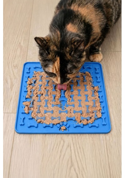 Silikon Mavi Kaymaz Yavaş Yeme Kedi Köpek Mama Ezmesi Yalama Matı Mt285mv
