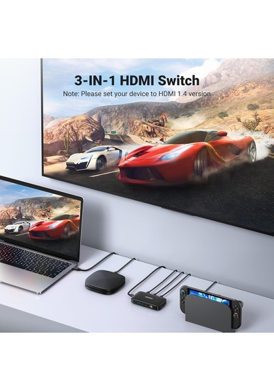 Hdmı Anahtarı 4k 3'ü 1 Arada Hdmı Ayırıcı Uhd Tv Çubuğu, Hdtv, Dizüstü Bilgisayar Ps4, X-box'ı Destekler
