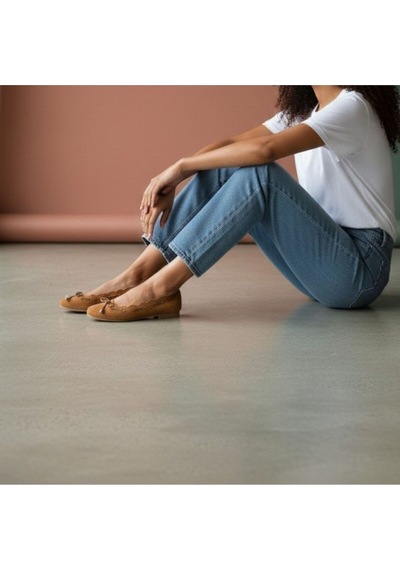 Ne&ve Shoes Taba Süet Biye Detaylı Kapsüllü Kadın Yuvarlak Buunlu Günlük Babet