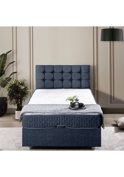 Venedik Tek Kişilik Baza Başlık Comfort Ortopedik Yatak Seti - Lacivert 120 x 200