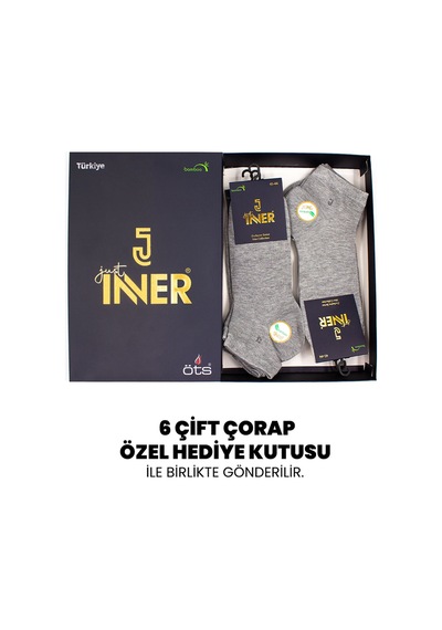 Just Inner Erkek 6 Lı Bambu Çorap Yazlık Patik Esnek Ve Konforlu 11200 Gri