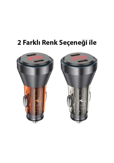Hoco Nz12c Graceful Pd60w 2 Type-c Girişli Araç Çakmaklı Hızlı Şarj Aleti