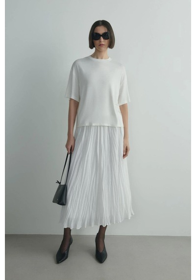 Suud Collection Ekru Atlas Basic Tişört