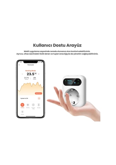 Wifi Priz Tipi Harici Su Geçirmez Sensörlü Termostat Tuya,smart Life Uyumlu